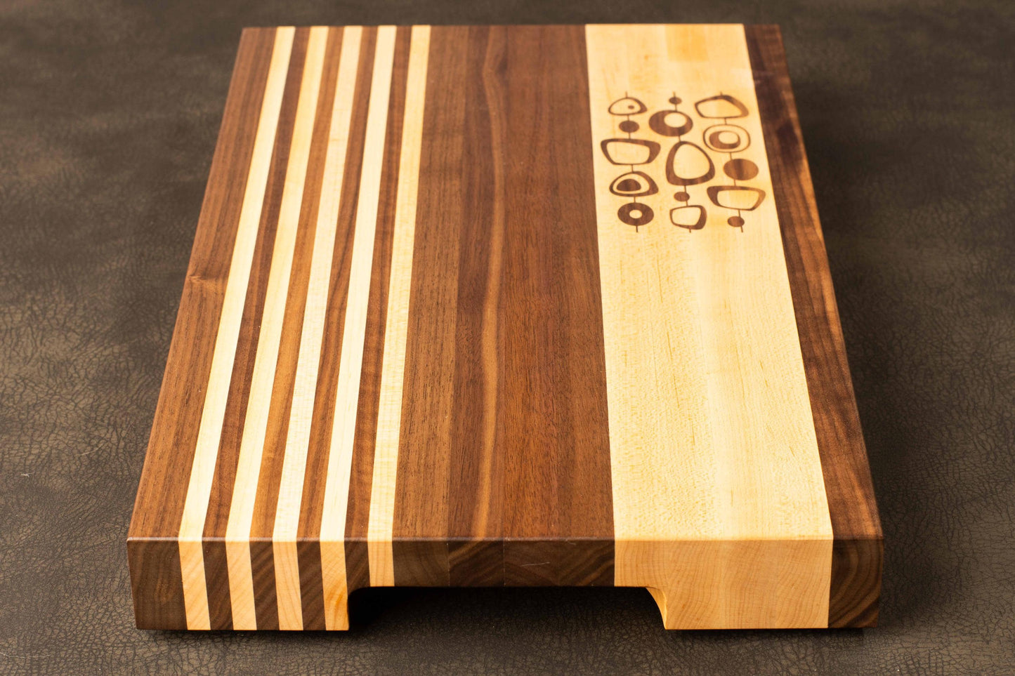 Mid-Century Abstract Inlay Cutting Board Walnut Maple Medium