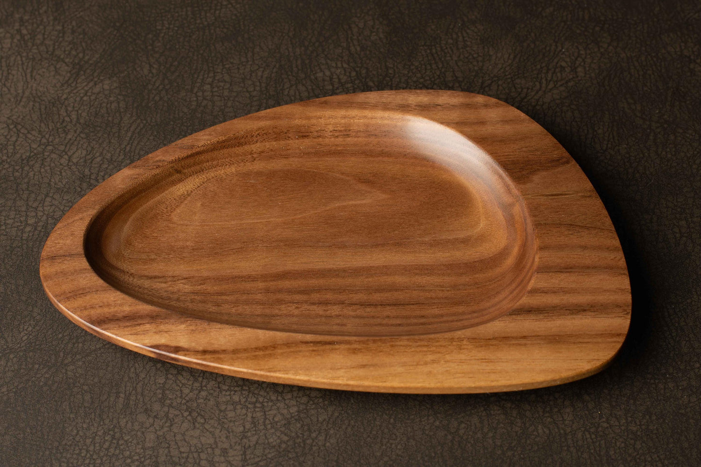 Mid-Century Modern Small Walnut Catchall Tray Valet Jewelry Dish