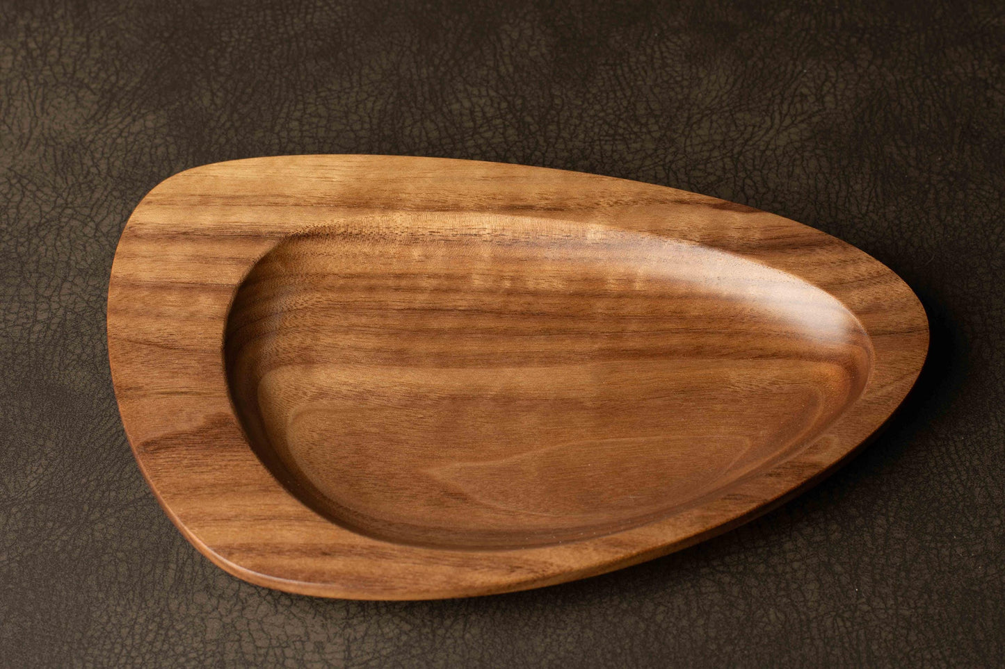 Mid-Century Modern Small Walnut Catchall Tray Valet Jewelry Dish
