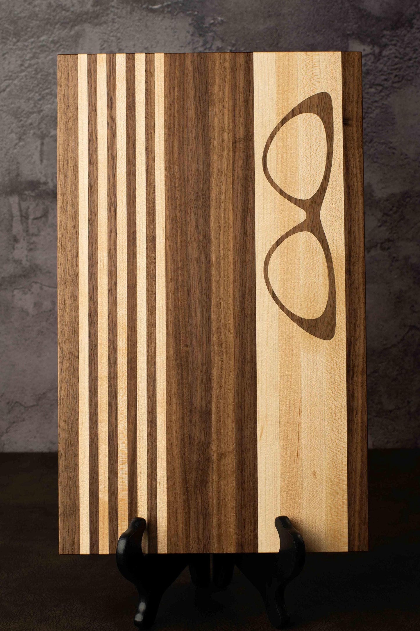 Cat-Eye Glasses Inlay Cutting Board Mid-Century Modern Walnut Maple Medium