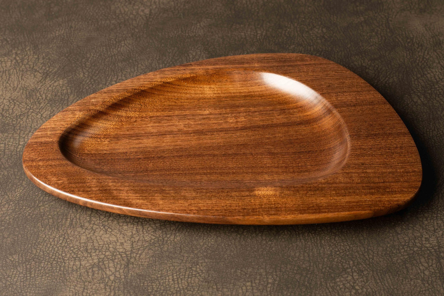 Mid-Century Modern Large Walnut Tray Dish