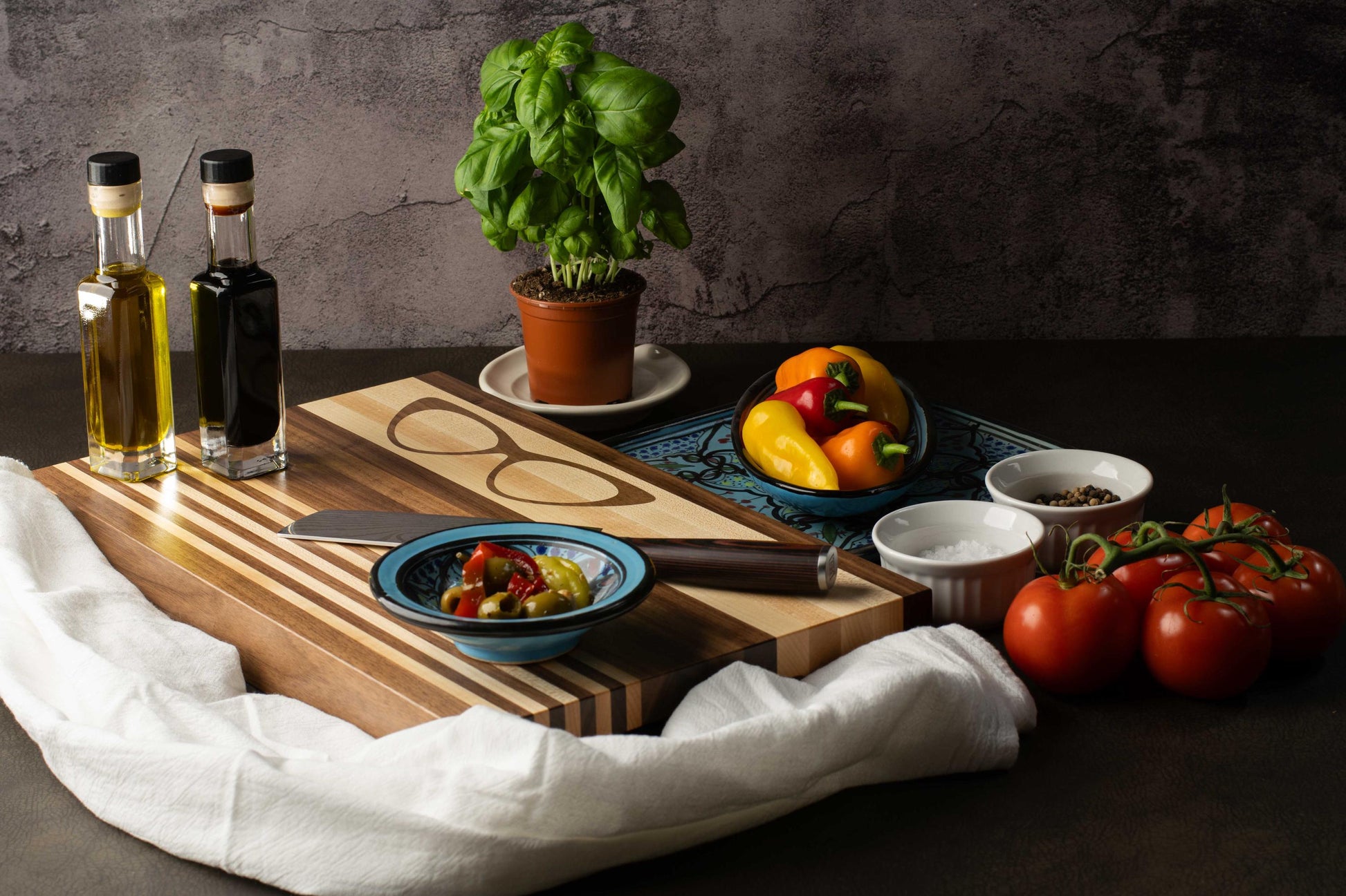 Cat-Eye Glasses Inlay Cutting Board Mid-Century Modern Walnut Maple Medium